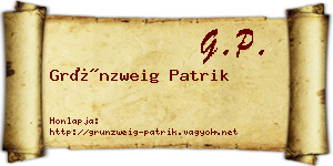 Grünzweig Patrik névjegykártya